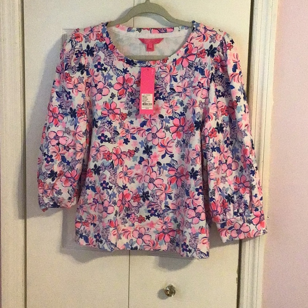 Lilly Pulitzer Floral Pink and Blue Top